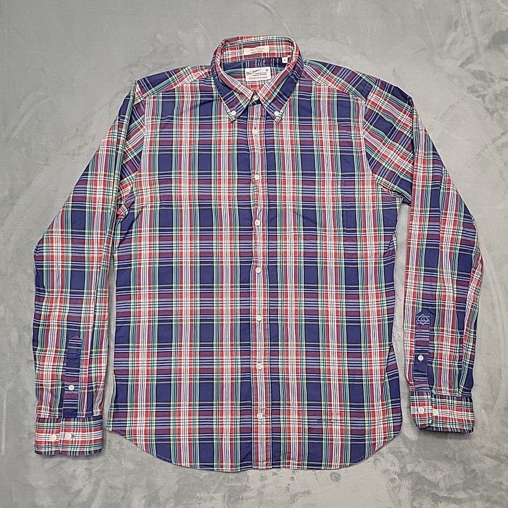 Gant Rugger Shirt Mens L Multicolor The Hugger Dreamy Oxford Plaid Button Down